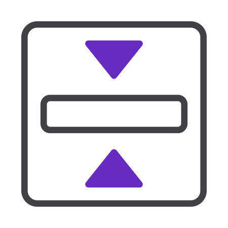 This graphic offers a stylized representation of vertical adjustment or control, designed for interface applications. Features distinct purple accents enhancing its visual appeal.のイラスト素材