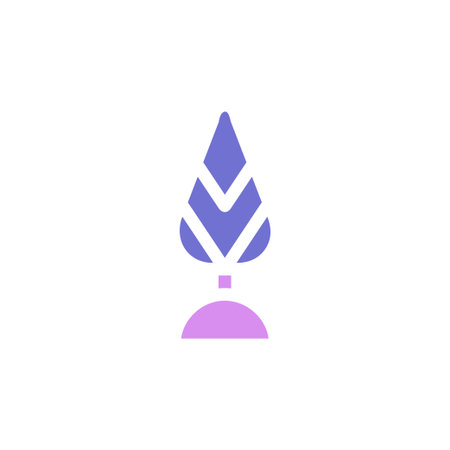 This stylized tree illustration features a modern, minimalist aesthetic with vibrant gradient colors. Its simple geometric shapes evoke nature, growth, and clean design.のイラスト素材