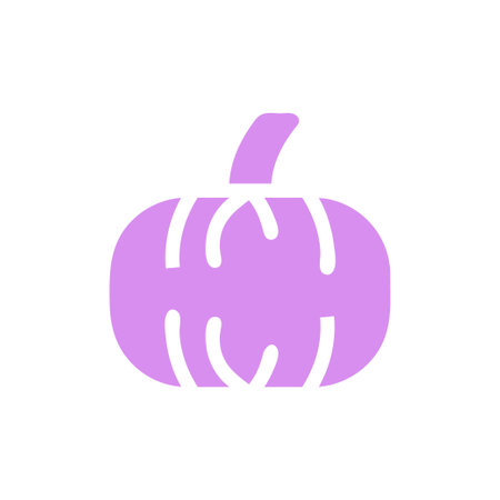 Simple and aesthetically pleasing lilac pumpkin illustration isolated on a white background. It evokes the autumn season, halloween, and the harvest season.のイラスト素材