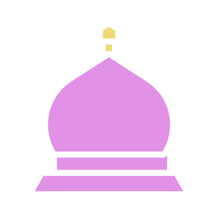 A minimalist representation of an onion dome, rendered in shades of light purple and yellow. The simplified geometric design conveys a sense of serenity and modern artistic expression.のイラスト素材