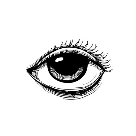 A detailed sketch illustration of a human eye. The drawing focuses on the structure and anatomy of the eye, creating a captivating representation of vision. Perfect for artistic and educational contexts.のイラスト素材