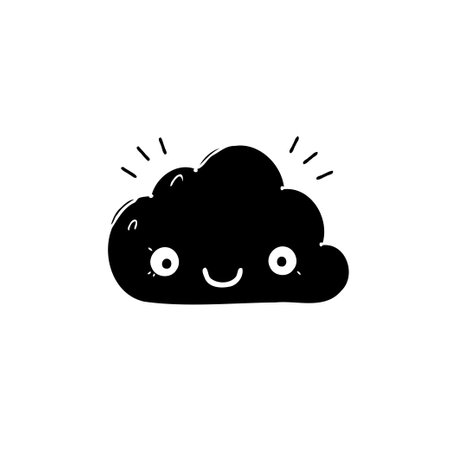 A delightful cartoon illustration shows a smiling cloud. The cloud has a minimalist design and a cheerful expression, bringing a touch of whimsy and joy to any creative project.のイラスト素材