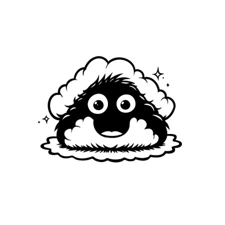 A whimsical illustration of a fluffy cloud character. The charming monster emanates a happy, playful energy and would be perfect for children's illustrations or creative projects.のイラスト素材
