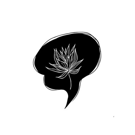 A simple floral illustration rests inside a conversation bubble, offering a clean and modern design....