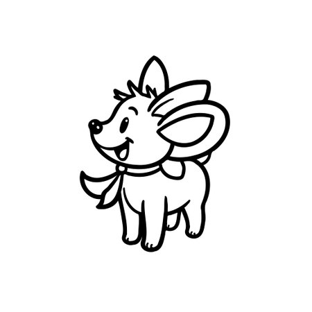 A cute cartoon drawing of a puppy, perfect for children's books, illustrations, or any project that needs a touch of innocence and cheer.のイラスト素材