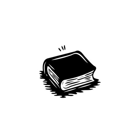 A monochrome illustration features a stylized book, emphasizing creativity and the allure of literature, perfect for conveying the concept of learning.のイラスト素材