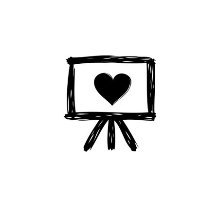 A simple, artistic drawing showcases a heart on a sketched whiteboard. The rough, handwritten style evokes a sense of earnestness and personal touch, making it perfect for conveying heartfelt messages.のイラスト素材