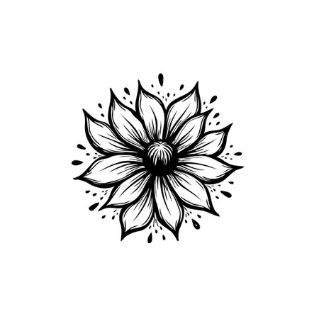 A graceful floral design displays the delicate artistry of a single bloom. Its petals gracefully unfurl, presenting a vision of natural elegance, perfect for diverse creative projects.のイラスト素材