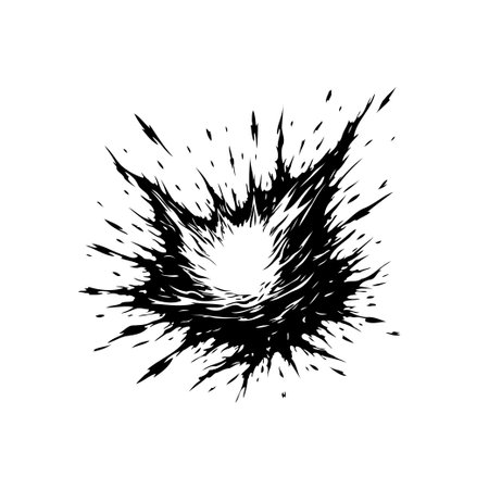 A bold ink explosion creates a dramatic and energetic effect. Its abstract form suggests creativity and raw artistic expression, perfect for a unique design accent.のイラスト素材