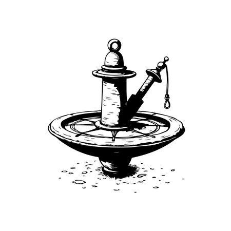 Detailed monochrome illustration displaying a nautical compass. Evokes a sense of traditional navigation and seafaring history, rendered with fine detail and artistic styling.のイラスト素材