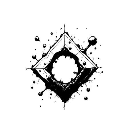 A geometric form intertwined with liquid shapes creates a captivating and dynamic graphic. Ideal for adding a modern and artistic touch to various design projects.のイラスト素材