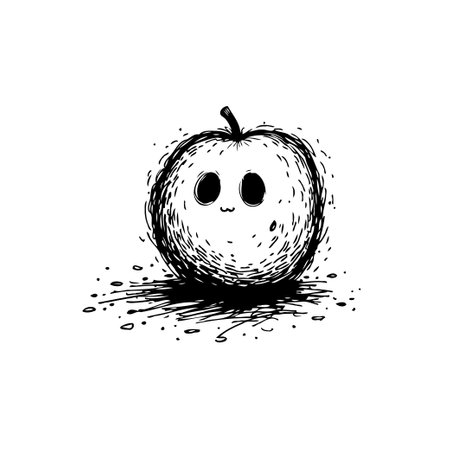 An imaginative apple figure with delightful wide eyes. This monochromatic drawing has a cute aesthetic with a fresh, original sketch. The stylized simplicity is attractive, the perfect addition to your creations.のイラスト素材