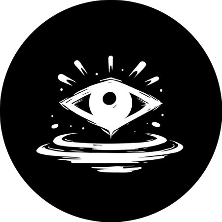 A stylized illustration of an eye over ripples. The artwork evokes concepts of mysticism, spiritual awareness and transcendental states of consciousness.のイラスト素材