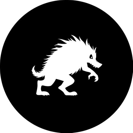 This image depicts a white silhouette of a strange creature on a black background. The design evokes fantasy, mystery, and perhaps a touch of the bizarre.のイラスト素材