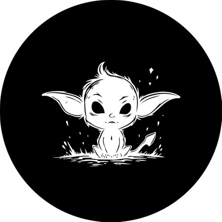 A stylized vector artwork presents a unique and whimsical monochrome creature. This design features a blend of contrast and surreal elements, creating an ethereal and artistic visual experience.のイラスト素材