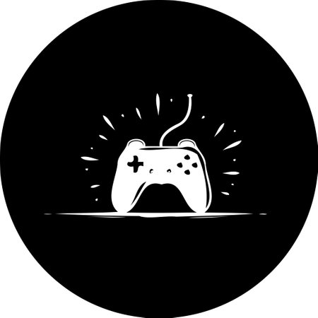 A minimalist black and white depiction of a game controller, suggesting themes of gaming and modern entertainment. Ideal for representing digital activities and technological recreation.のイラスト素材