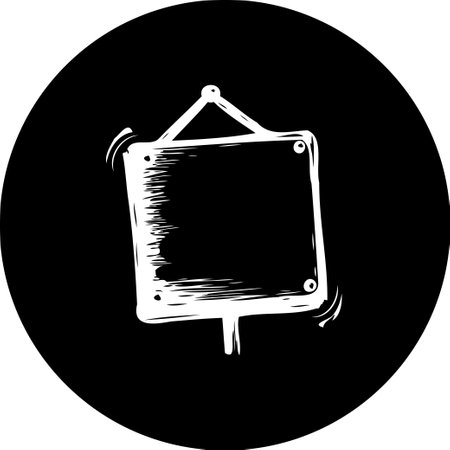 An illustration featuring a drawn-style empty square signboard. Ideal for adding your own message or artwork. A template for different notificationsのイラスト素材
