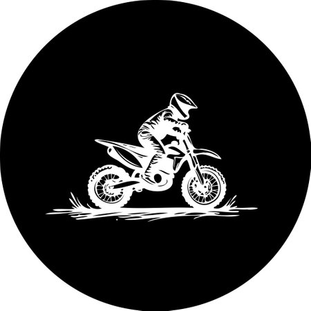 A striking silhouette of a motocross rider in action. This image embodies the spirit of adventure, extreme sports, and the thrill of competitive racing. Perfect for conveying power, speed, and a fearless attitudeのイラスト素材