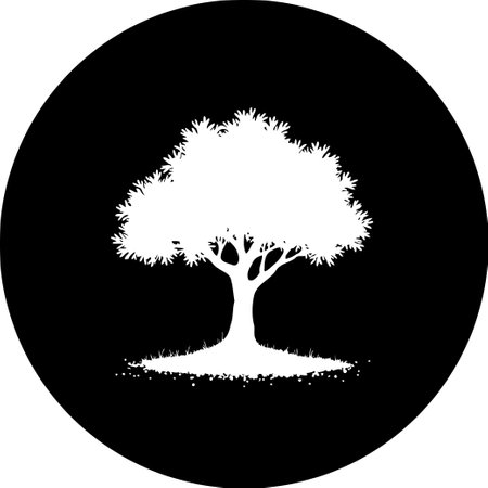 A striking silhouette of a lone tree creates a serene contrast against a dark background. This minimal graphic is ideal for nature and design projects.のイラスト素材