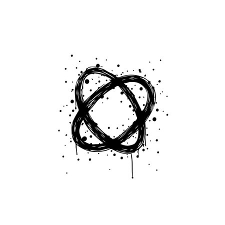 An abstract knot figure rendered in a grunge style evokes a sense of connection and dynamism. The design features swirling, ink-like elements and splash for a chaotic but captivating look.のイラスト素材