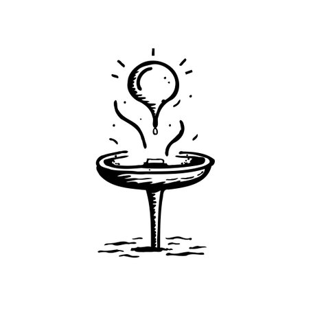 A simple yet evocative illustration showing an idea bubbling up from a chalice or vessel. The clean lines and monochrome palette give it a modern, sophisticated feel.のイラスト素材