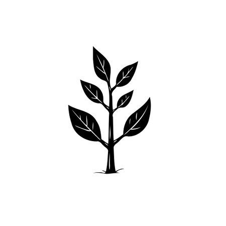 A simple, graphic representation of a young plant sprouting, embodying themes of growth, nature, and ecological awareness. Perfect for designs requiring a touch of natural minimalism.のイラスト素材