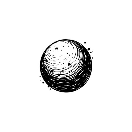 Monochrome abstract spherical art conveying duality and balance. A simple artistic rendering symbolizing harmony and contrast within a circular form.のイラスト素材