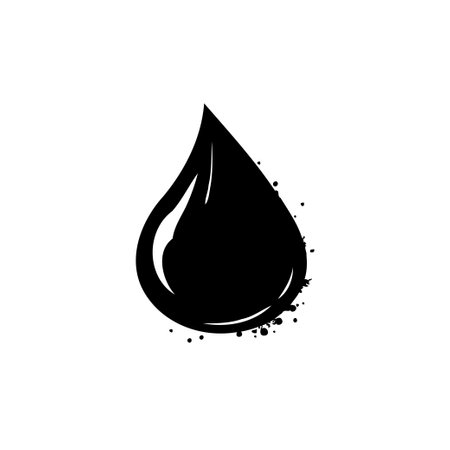 A minimalist black droplet icon with a textured border, signifying a fluid substance. Suitable for diverse design applications, symbolizing purity, essence, or a dynamic liquid element.のイラスト素材