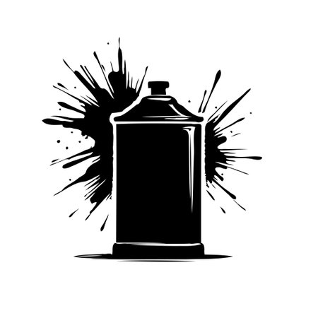 Stylized illustration of an aerosol can with splash. Symbolic of graffiti and street art, this image captures creative expression and urban themes.のイラスト素材