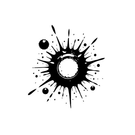 A vector graphic featuring an ink-like splatter design. A modern abstract shape with a raw, artistic feel, ideal for adding a touch of creative grunge to projects.のイラスト素材