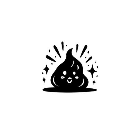A charming and playful illustration of a cartoon poo, radiating happiness with its cheerful expression and sparkling aura. A cute and memorable graphic.のイラスト素材