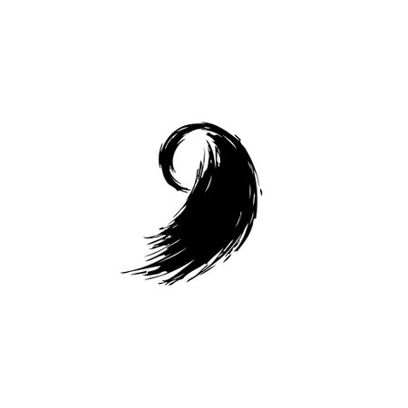 A captivating abstract image featuring a dynamic black ink swirl set against a clean white background, symbolizing motion, fluidity and artistic expression.のイラスト素材