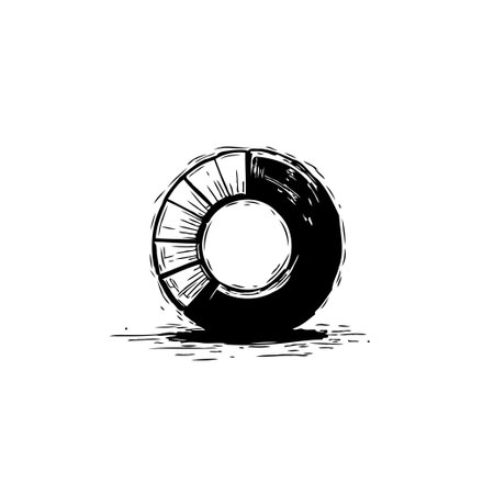 Hand-drawn doughnut diagram illustration. Perfect for representing data, statistics, and analysis in presentations and business reports. A unique and artistic touch to your infographics.のイラスト素材
