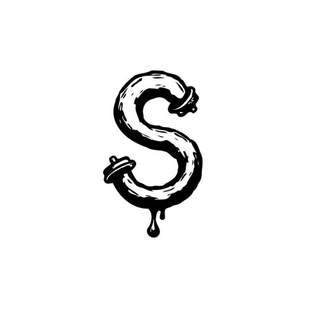 The image features a stylized letter 'S' with a dripping paint effect, conjuring a raw, urban aesthetic. Its design blends typographic elements with a grunge texture, enhancing its visual impact.のイラスト素材