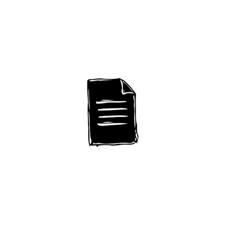 A stark black and white illustration depicts a document icon, perfect for representing files, notes, or data in minimalist designs or user interfaces.のイラスト素材