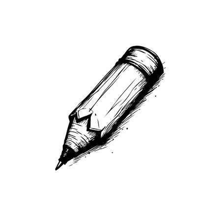 A detailed sketch illustrates a pencil, showcasing shading and texture. This artful depiction highlights the creative implement, evoking a sense of artistic expression.のイラスト素材