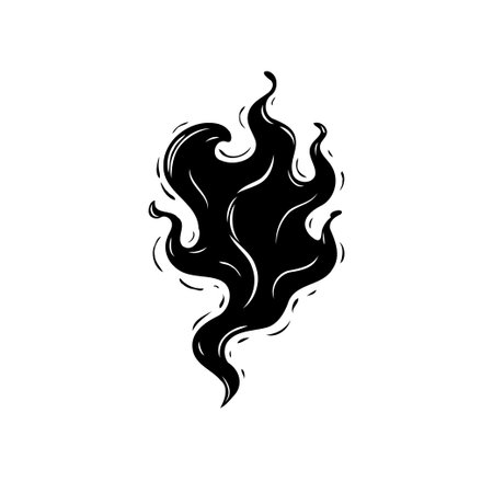 A stylized vector illustration of swirling smoke, rendered in black and white. Suitable for various design projects, emphasizing abstract elements and atmospheric effects.のイラスト素材