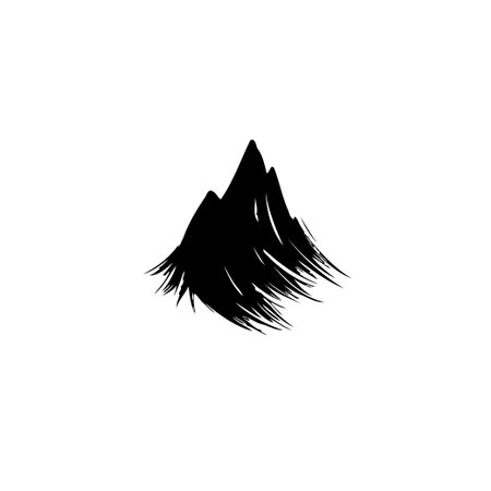 An ink-style drawing captures the essence of a mountain peak. This simple illustration evokes the spirit of wilderness exploration and natural beauty.のイラスト素材