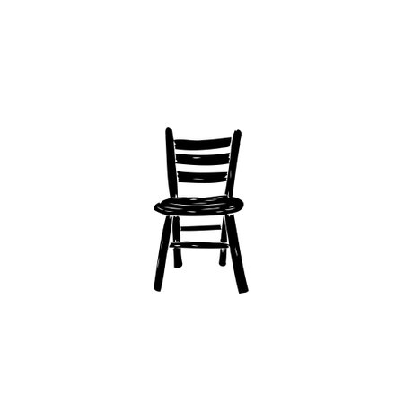 This minimalist graphic depicts a solitary black chair, rendered as a silhouette. A simple, elegant design suited for various creative projects.のイラスト素材