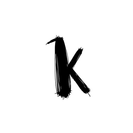 A hand-drawn, brushstroke lowercase 'k' perfect for designs seeking an artistic and textured touch, isolated on white, creating visual impact.のイラスト素材