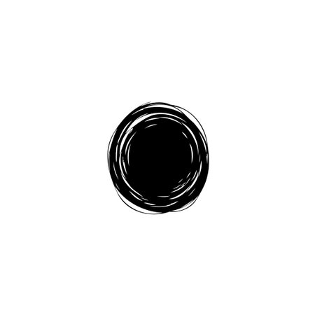A minimalistic yet striking image featuring a freehand scribble circle in black. The design evokes artistic expression and can serve as a graphic element for various creative projects.のイラスト素材