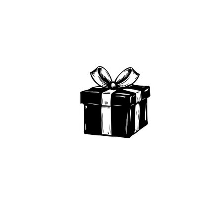 A simple hand-drawn illustration of a gift box. This presents a minimalist aesthetic with a ribbon and bow, making it a versatile graphic element.のイラスト素材