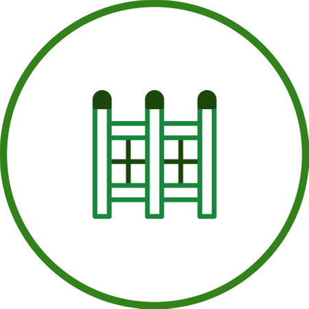 A minimalist illustration features saloon doors with a green outline and border, ideal for western themed designs and graphic resources.のイラスト素材