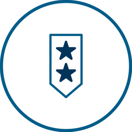 The image features a military rank insignia with two stars, representing a symbol of leadership, authority, and achievement within a service. It signifies dedication and valor.のイラスト素材