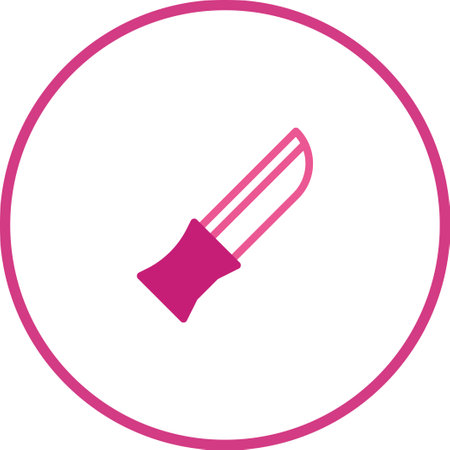 A simple yet elegant illustration featuring a pink knife within a pink circle. Ideal for designs needing a touch of minimalism and precision.のイラスト素材
