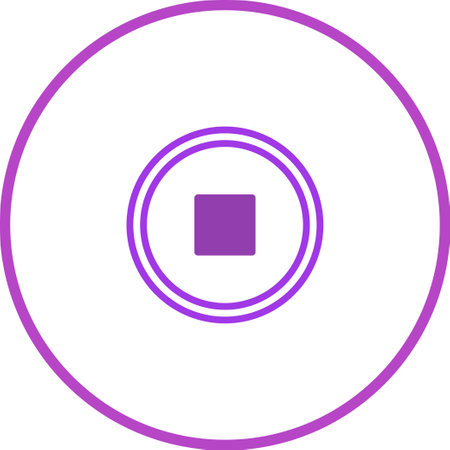 A minimalist purple icon features a square nestled within concentric circles, creating a clean, geometric design perfect for various applications.のイラスト素材