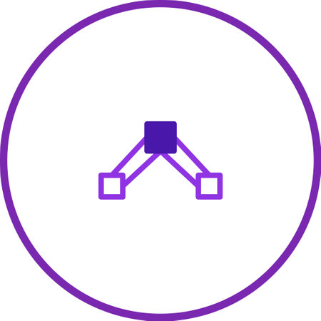 A simple abstract design featuring geometric shapes, with squares and lines within a circle, rendered in purple. Great for adding a unique visual element.のイラスト素材