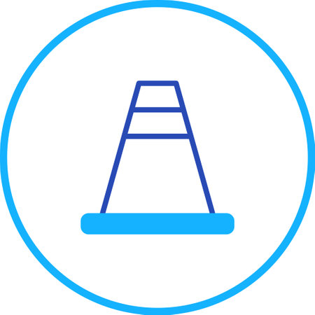 A minimalist illustration of a ladder icon in a blue circle, symbolizing safety, upward progress, and reaching new heights. Perfect for construction, job, design concept or safety purposes.のイラスト素材
