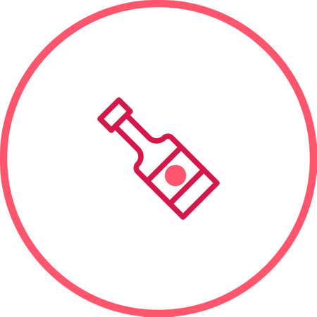 A stylized and minimalist icon illustration of a bottle, featuring a clean design with a circular outline, suitable for various creative projects.のイラスト素材