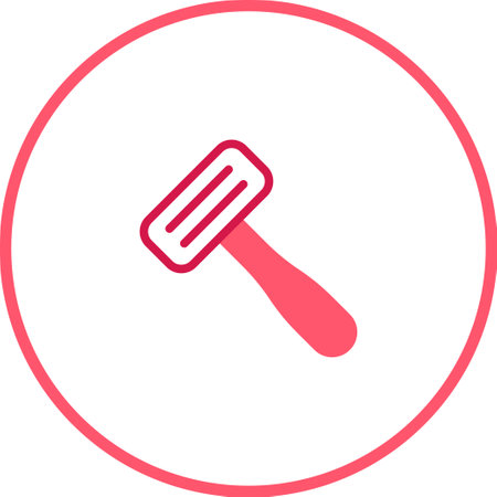 A minimalist razor icon in a pink circle, ideal for illustrating personal care, grooming, and hygiene. Perfect for cosmetic and barber related designs.のイラスト素材